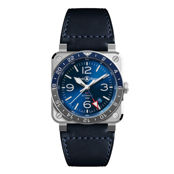 BR0393-BLU-ST/SCA ブルー Bell & Ross ベル&ロス インストゥルメント BR03-93 GMT